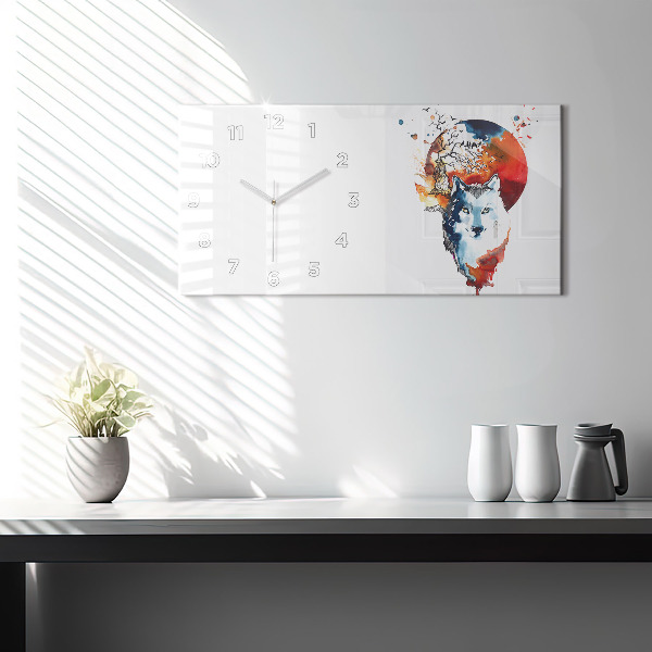 Reloj horizontal Hombre Lobo Luna Llena y Luna