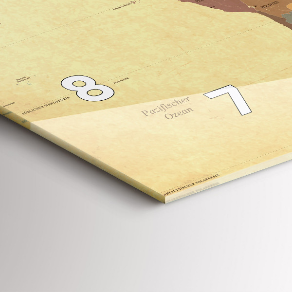 Reloj de cristal horizontal Mapamundi estilo vintage