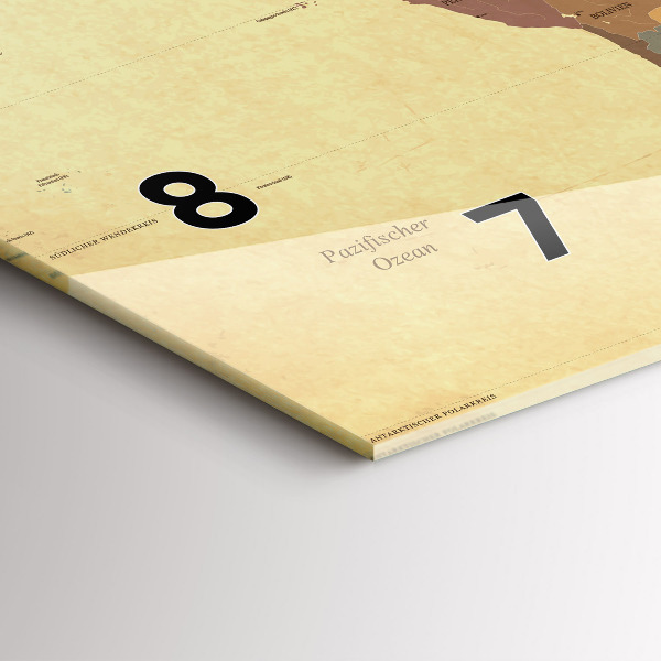 Reloj de cristal horizontal Mapamundi estilo vintage