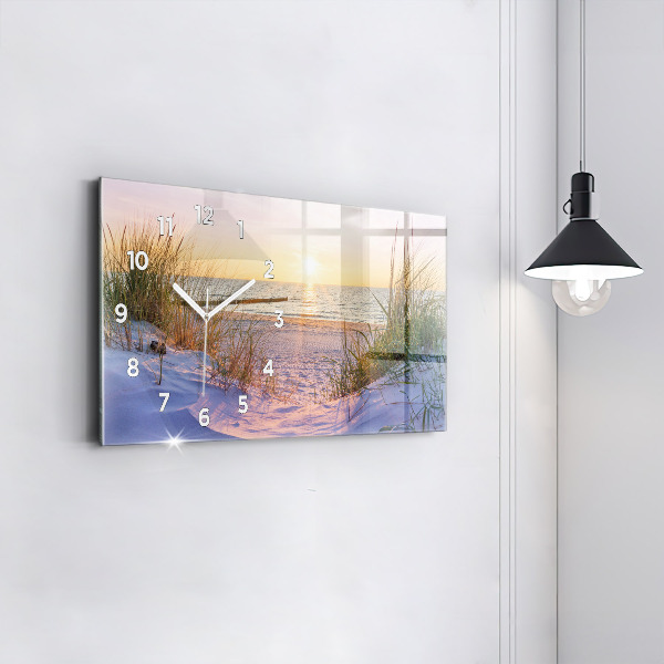 Reloj horizontal Atardecer en el mar polaco