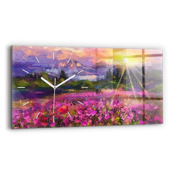 Reloj de cristal horizontal Pradera al atardecer