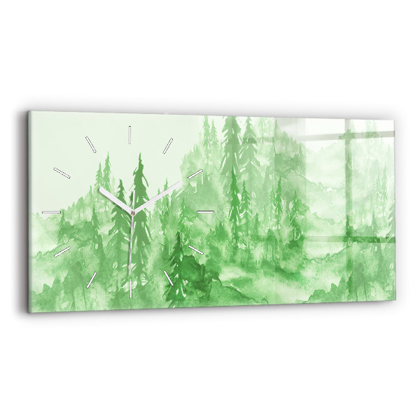 Reloj de cristal horizontal Pintura de un bosque verde