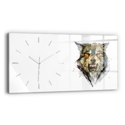 Reloj horizontal Retrato dibujado de un lobo