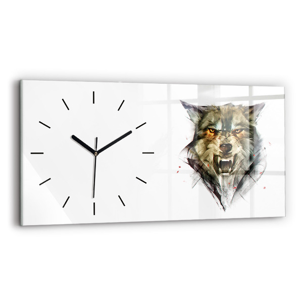 Reloj horizontal Retrato dibujado de un lobo