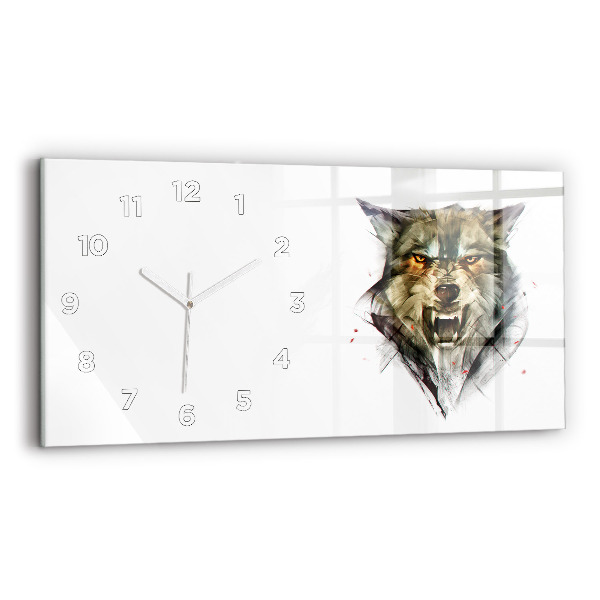 Reloj horizontal Retrato dibujado de un lobo