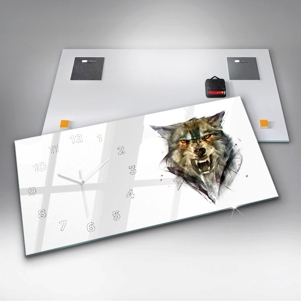 Reloj horizontal Retrato dibujado de un lobo