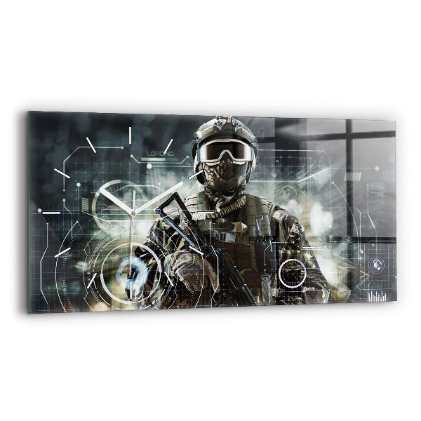 Reloj de cristal horizontal Soldado con pistola