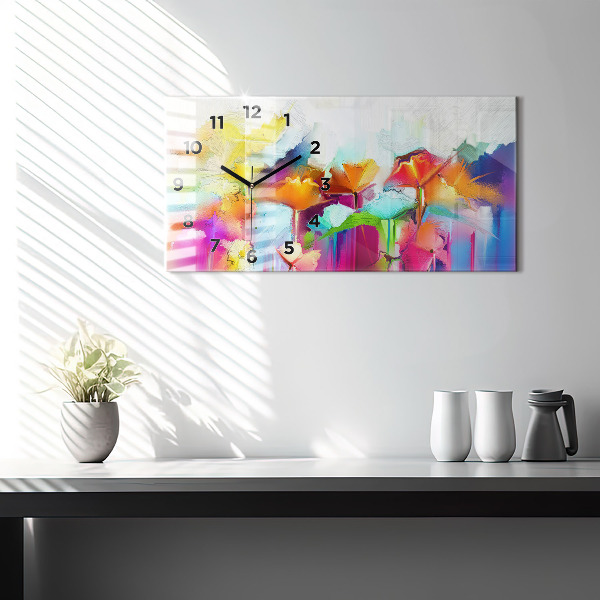 Reloj horizontal Flores abstractas