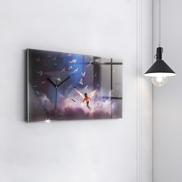 Reloj de cristal horizontal Niño con alas