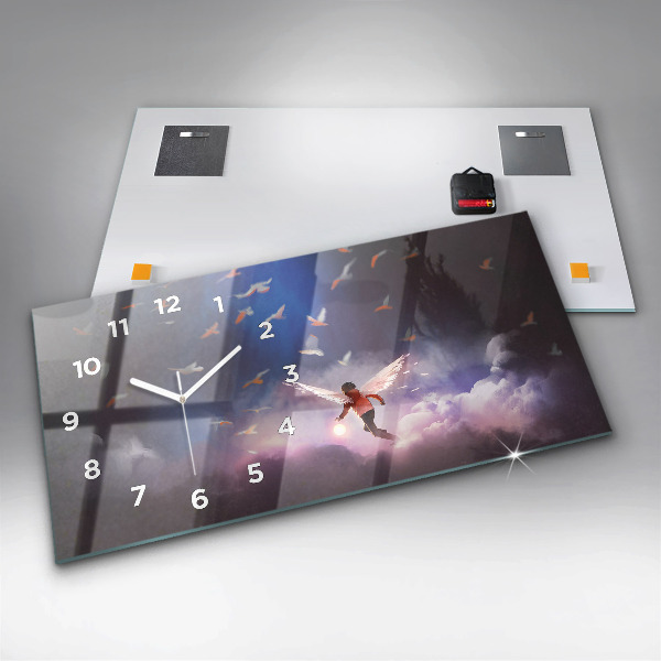 Reloj de cristal horizontal Niño con alas