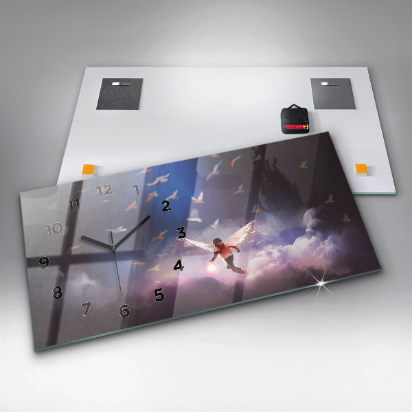 Reloj de cristal horizontal Niño con alas