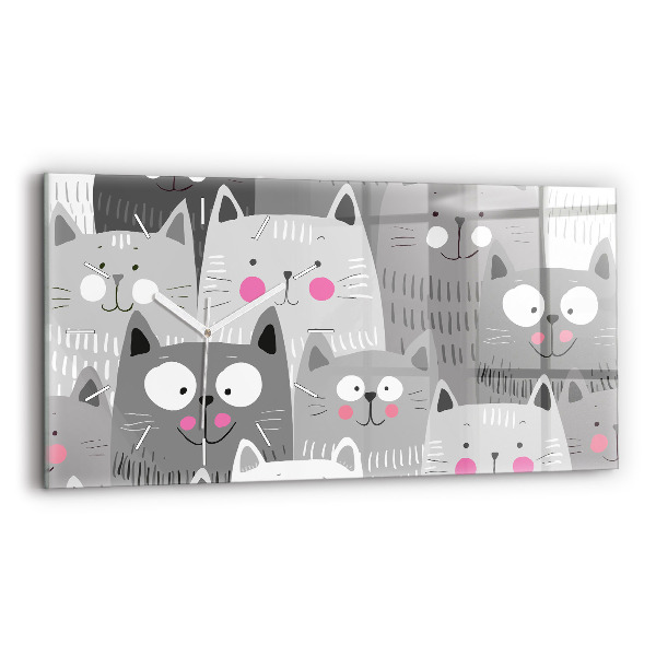 Reloj horizontal Patrón con gatos