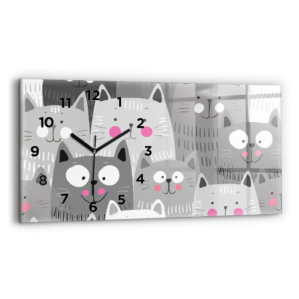 Reloj horizontal Patrón con gatos