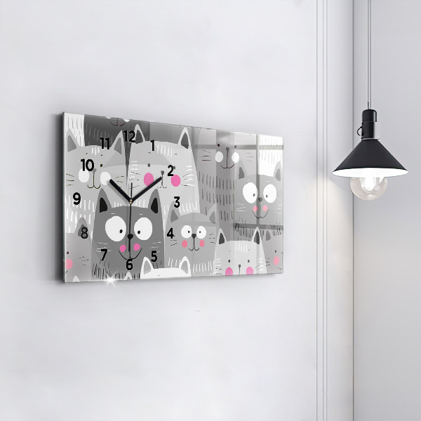 Reloj horizontal Patrón con gatos