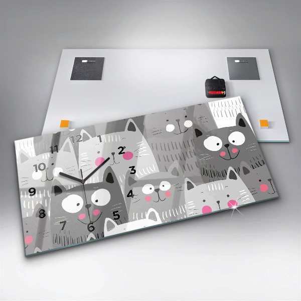 Reloj horizontal Patrón con gatos