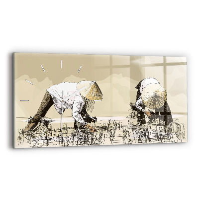 Reloj de cristal horizontal Mujer recogiendo arroz