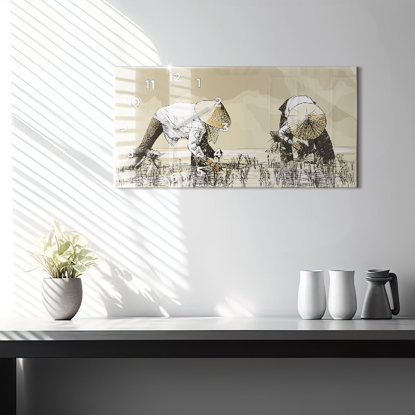 Reloj de cristal horizontal Mujer recogiendo arroz