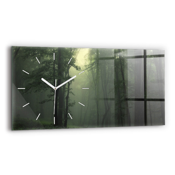 Reloj de cristal horizontal Bosque brumoso por la mañana