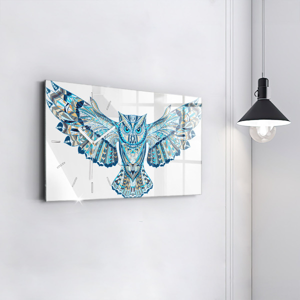 Reloj de cristal horizontal Búho en vuelo