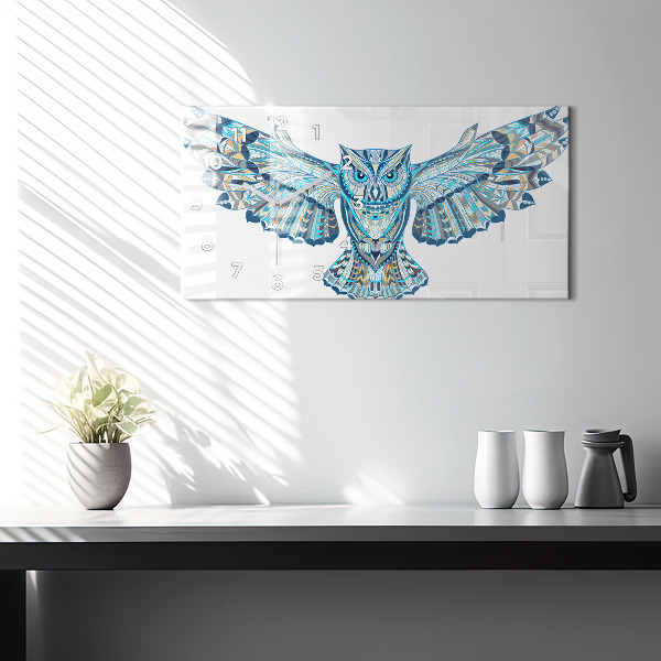 Reloj de cristal horizontal Búho en vuelo