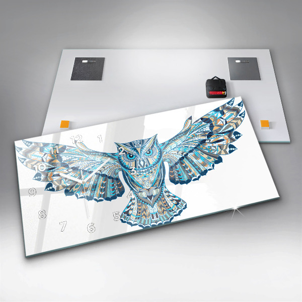 Reloj de cristal horizontal Búho en vuelo