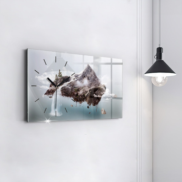 Reloj de cristal horizontal Cascada isla voladora