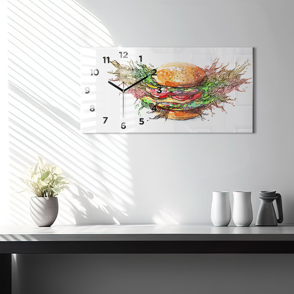 Reloj de cristal horizontal Hamburguesa de queso XXL