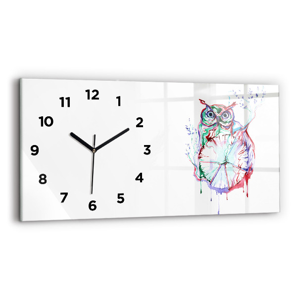 Reloj de cristal horizontal Ilustración de un búho y un reloj