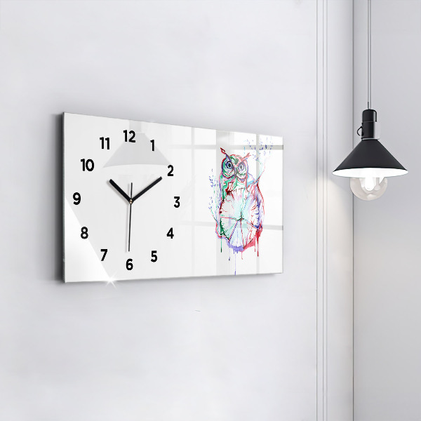 Reloj de cristal horizontal Ilustración de un búho y un reloj