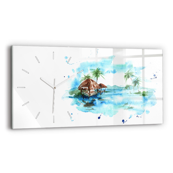 Reloj de cristal horizontal Cuadro isla desierta