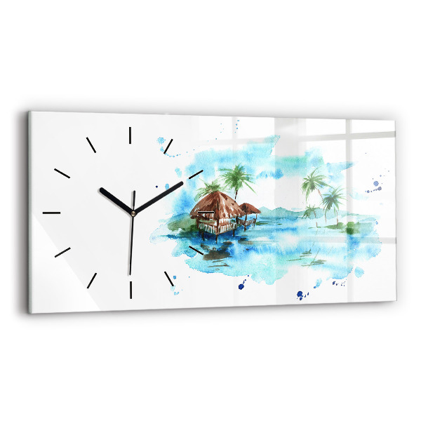 Reloj de cristal horizontal Cuadro isla desierta