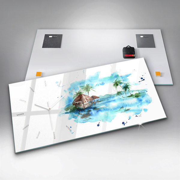 Reloj de cristal horizontal Cuadro isla desierta