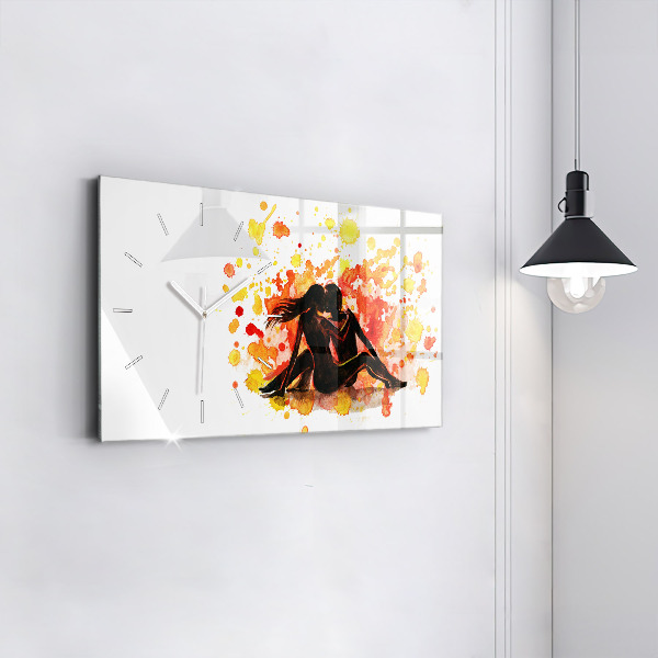 Reloj de cristal horizontal Amor y una pareja de enamorados