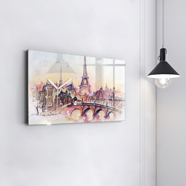Reloj de cristal horizontal Paisaje pintado de París