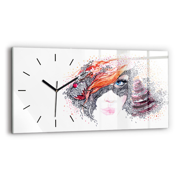 Reloj de cristal horizontal Dulce mujer con pastel