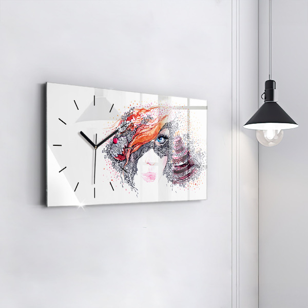 Reloj de cristal horizontal Dulce mujer con pastel