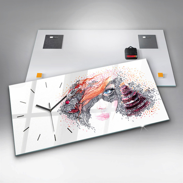 Reloj de cristal horizontal Dulce mujer con pastel