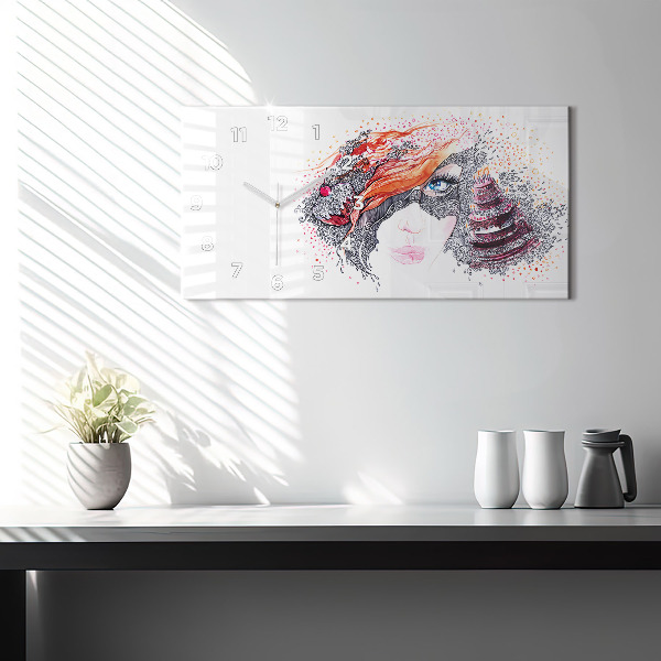 Reloj de cristal horizontal Dulce mujer con pastel