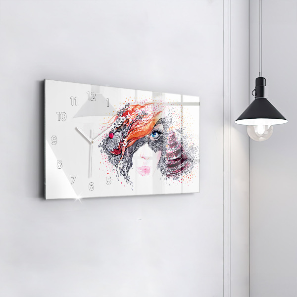 Reloj de cristal horizontal Dulce mujer con pastel