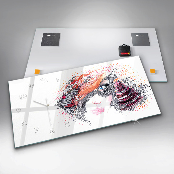 Reloj de cristal horizontal Dulce mujer con pastel