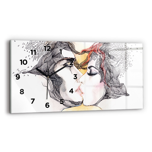 Reloj horizontal Dibujo de un beso de amor