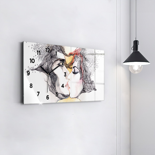 Reloj horizontal Dibujo de un beso de amor