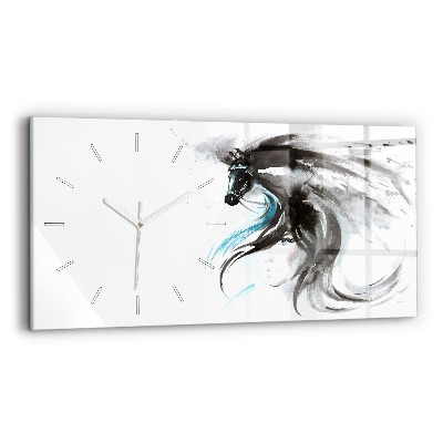 Reloj horizontal Caballo y mujer abstractos