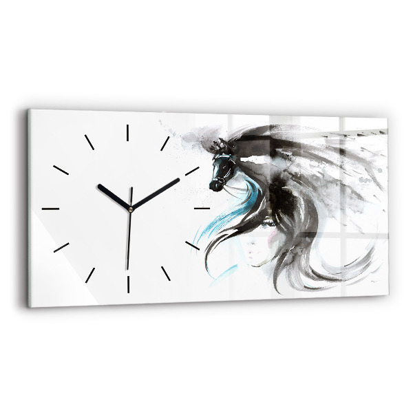 Reloj horizontal Caballo y mujer abstractos