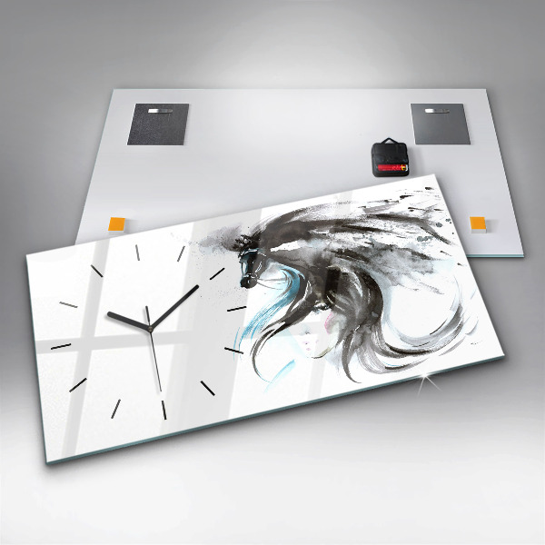 Reloj horizontal Caballo y mujer abstractos