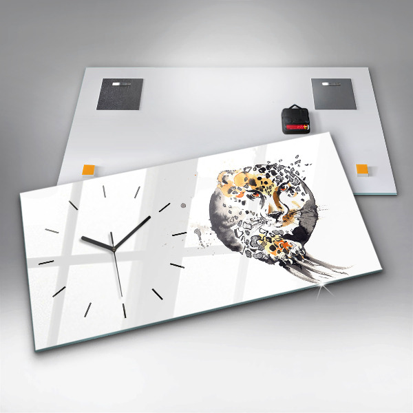 Reloj de cristal horizontal Guepardo dentro de un círculo