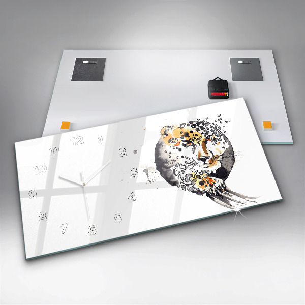 Reloj de cristal horizontal Guepardo dentro de un círculo