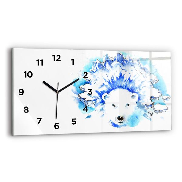Reloj de cristal horizontal Oso sobre fondo de hielo
