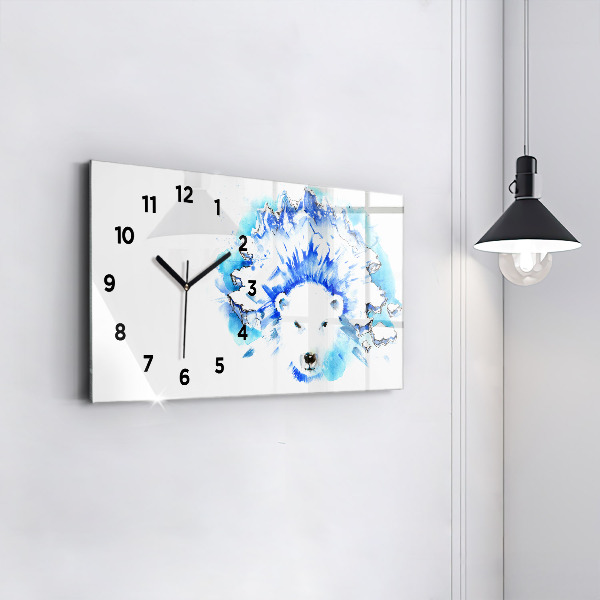 Reloj de cristal horizontal Oso sobre fondo de hielo