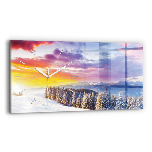 Reloj de cristal horizontal Paisaje invernal de montaña